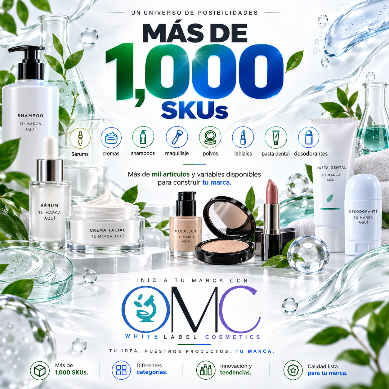 OMC White Label · productos cosméticos para iniciar tu marca