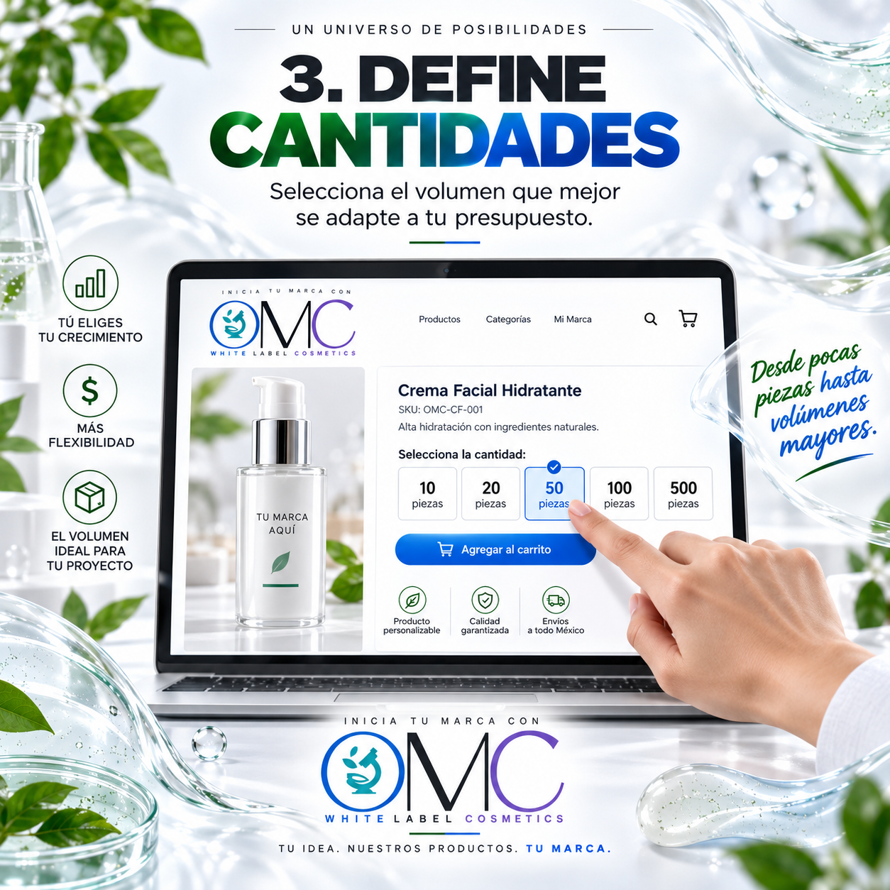 Define cantidades y niveles de precio de tu producto White Label