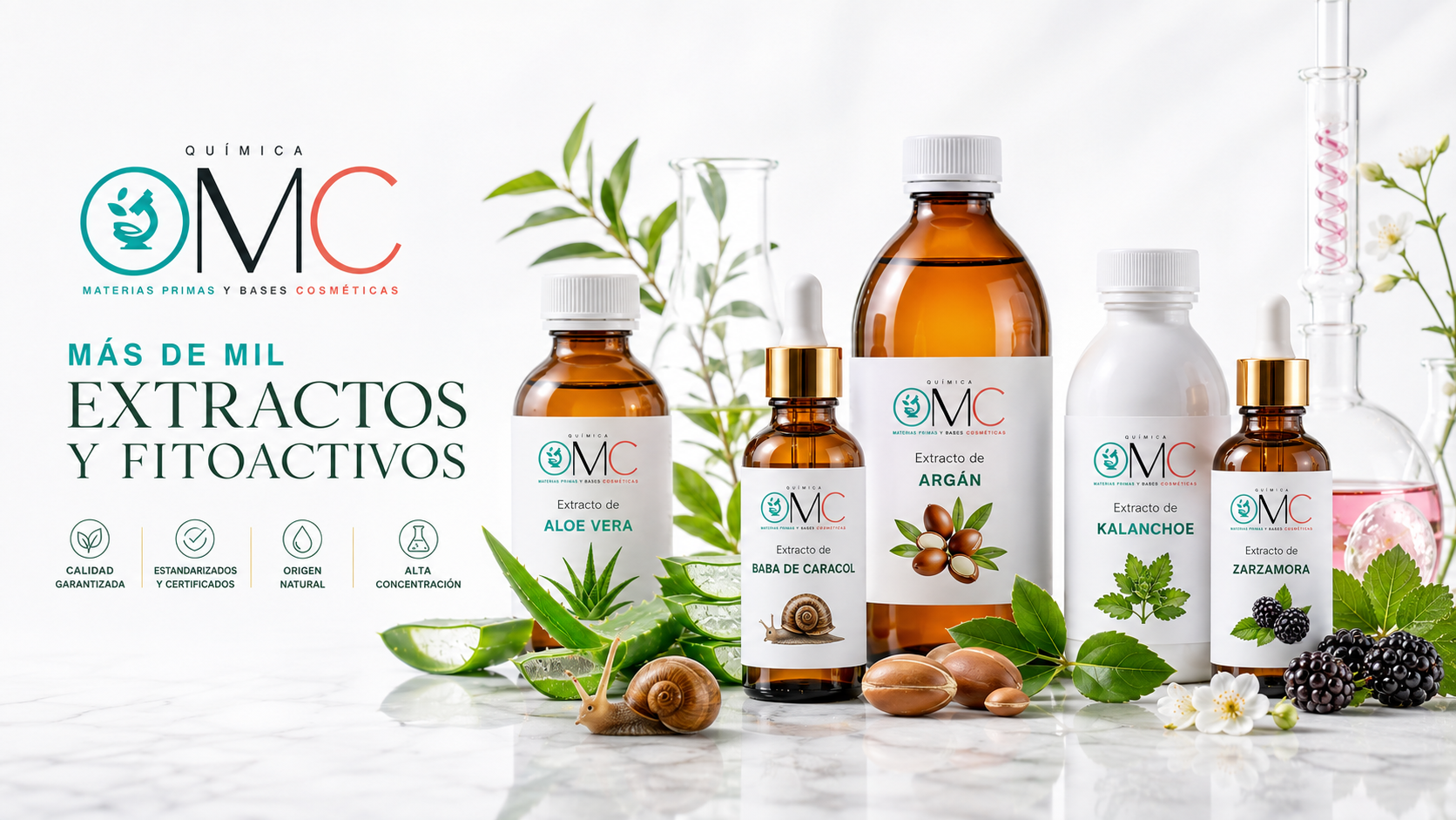 Más de mil extractos y fitoactivos Química OMC
