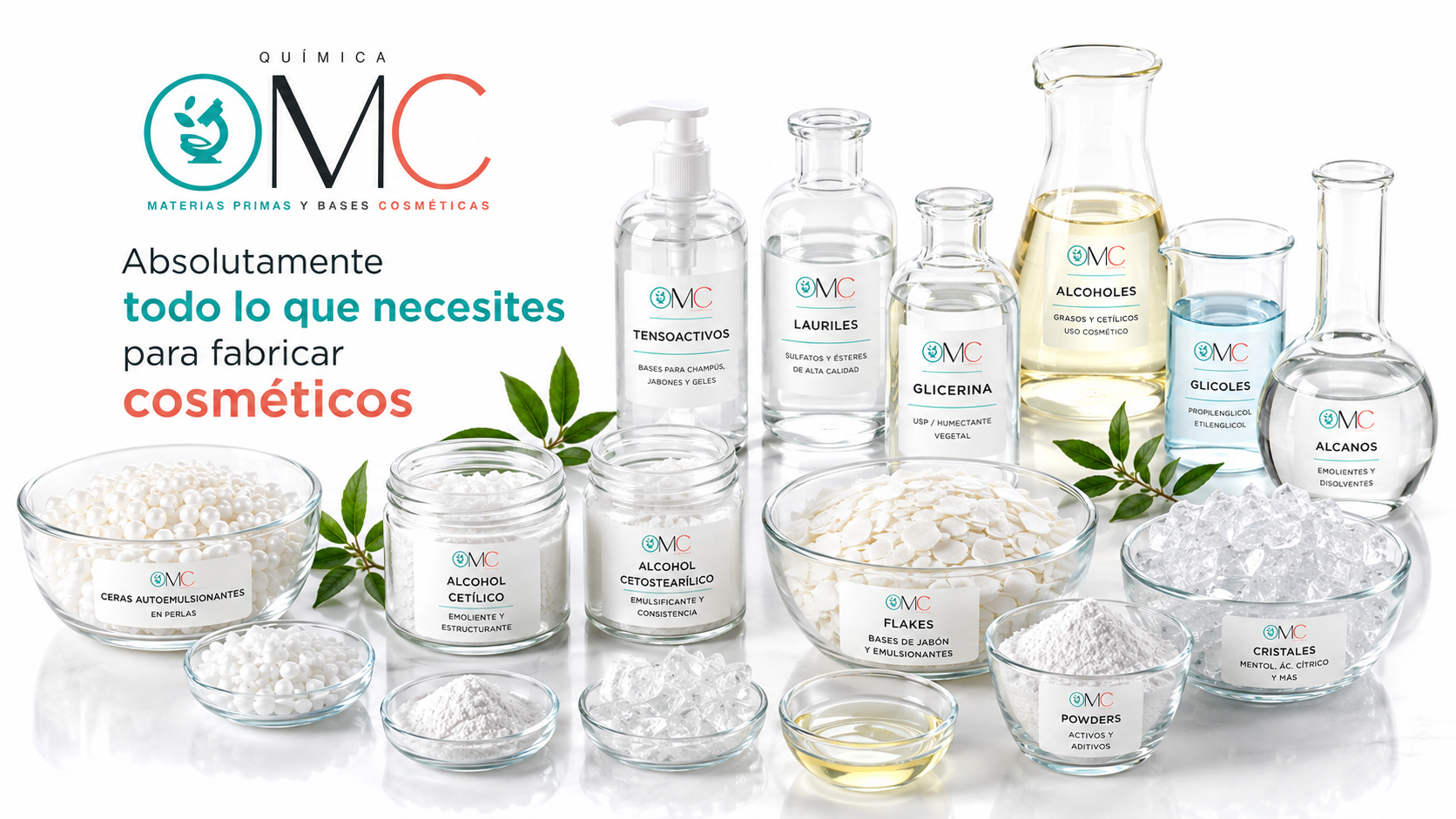 Materias primas Química OMC: absolutamente todo lo necesario para fabricar cosméticos