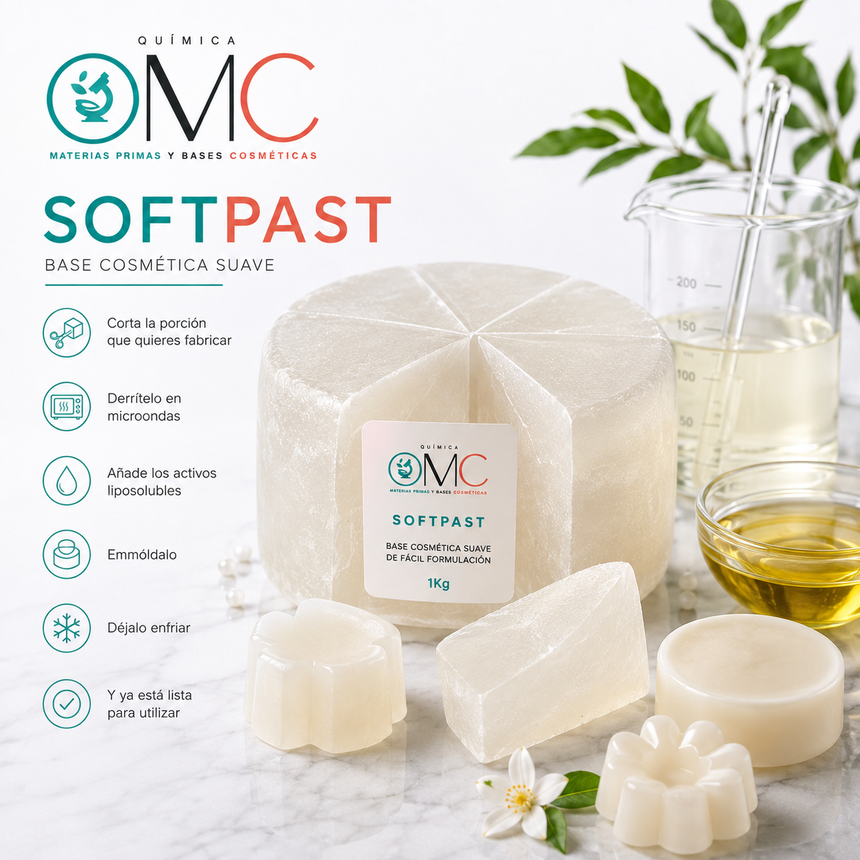 Base cosmética Softpast OMC para acondicionador sólido