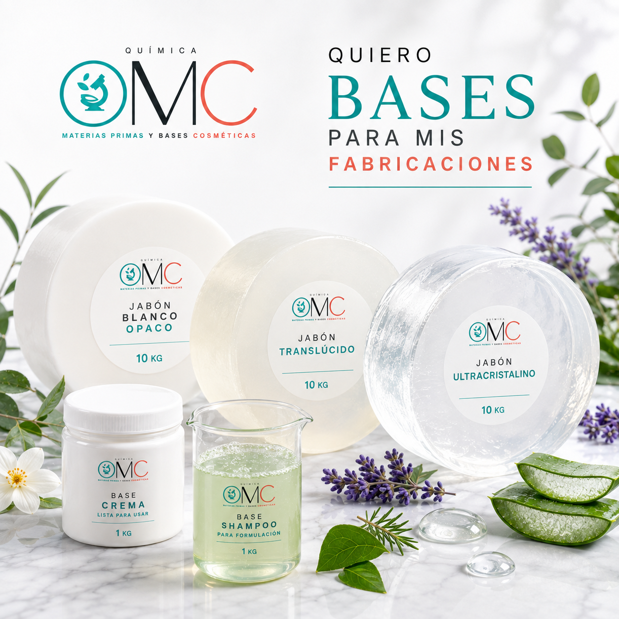 Quiero bases cosméticas OMC para mis formulaciones